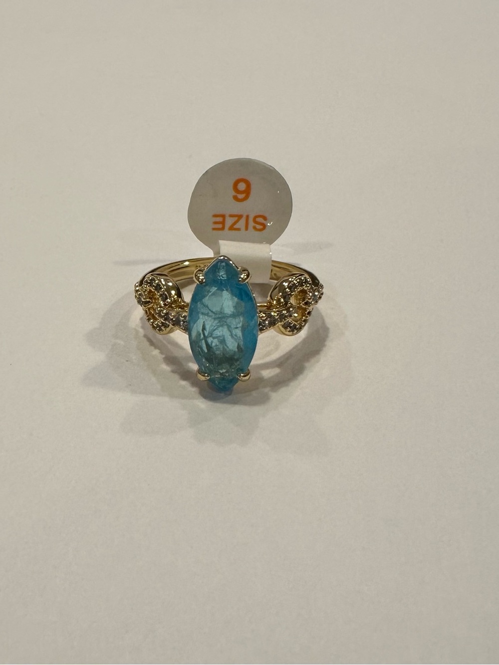 Bomb Party Marked For More Ring Aqua Blue Quartz On Gold Plating Size 6